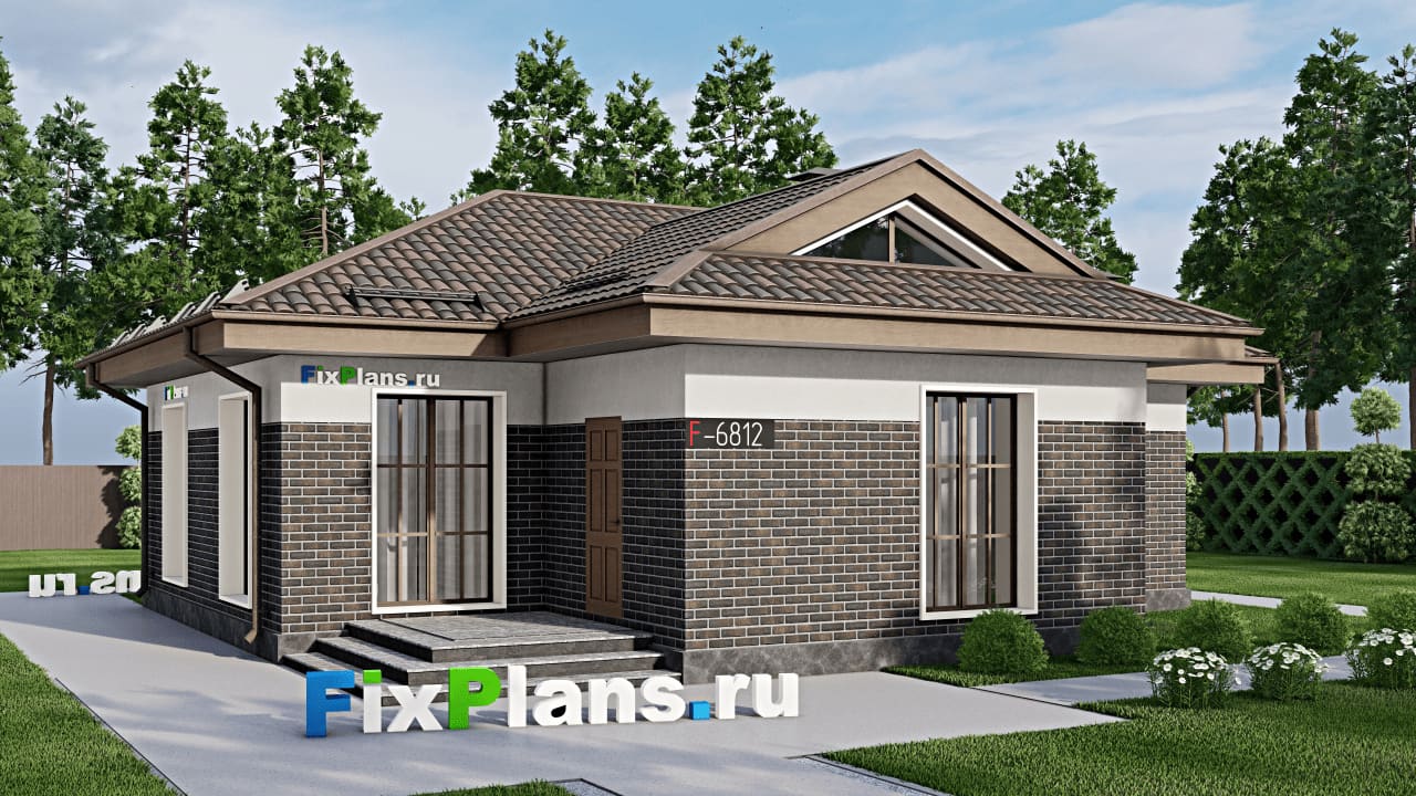 Одноэтажный дом F-6812 — фасад