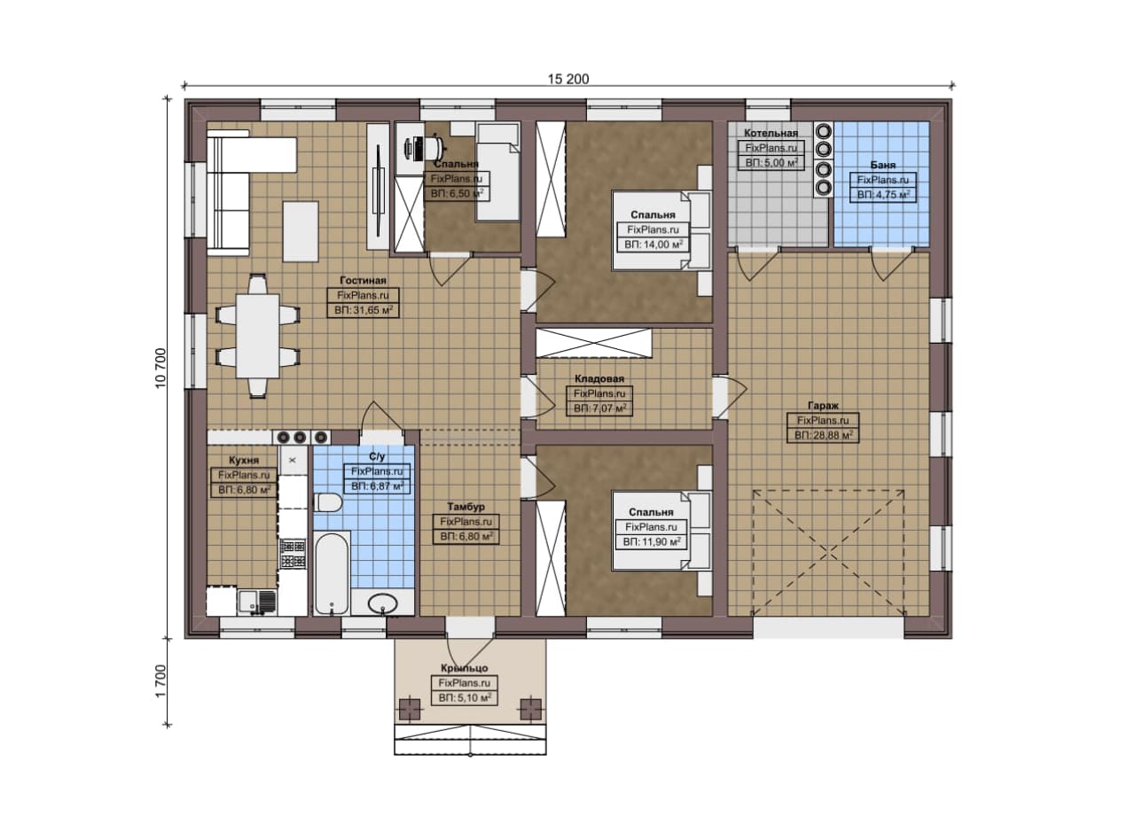 Планировка Одноэтажный дом F-7928