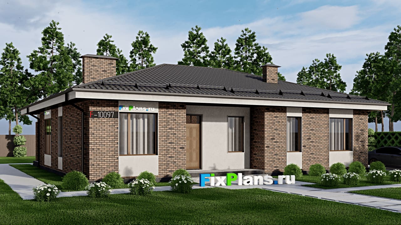 Одноэтажный дом F-10097 — фасад