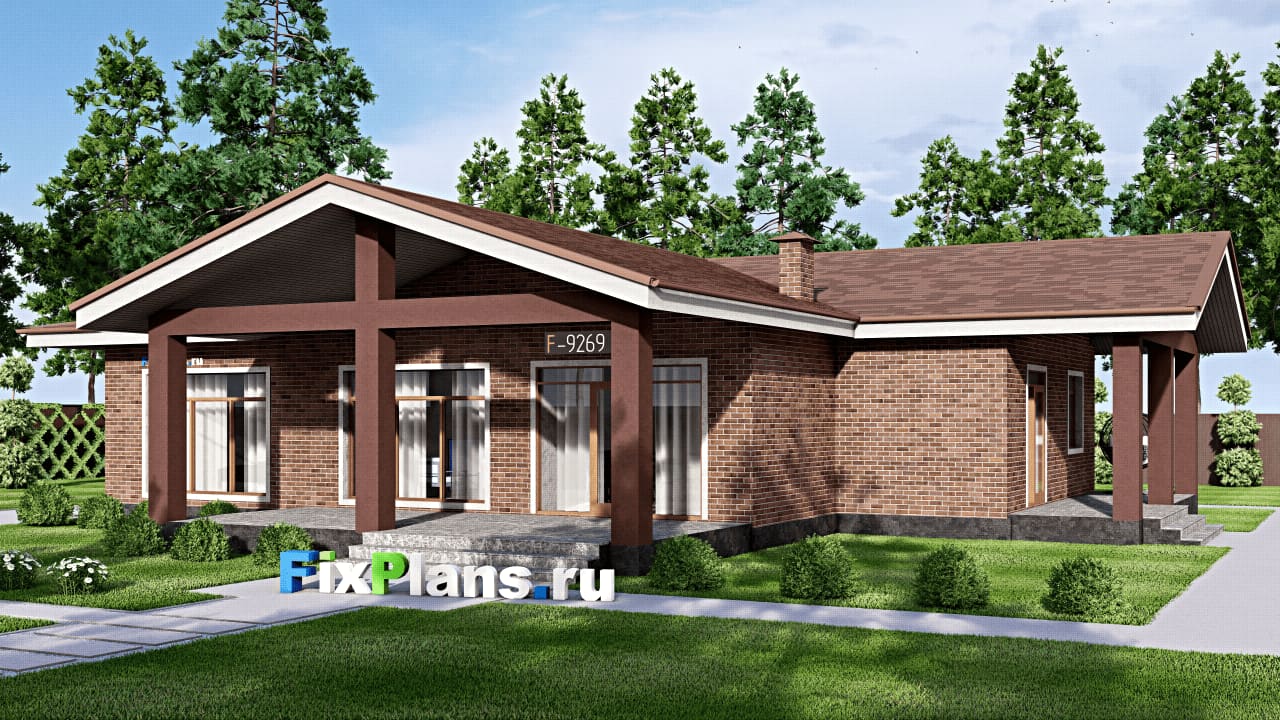 Одноэтажный дом F-9269 — фасад