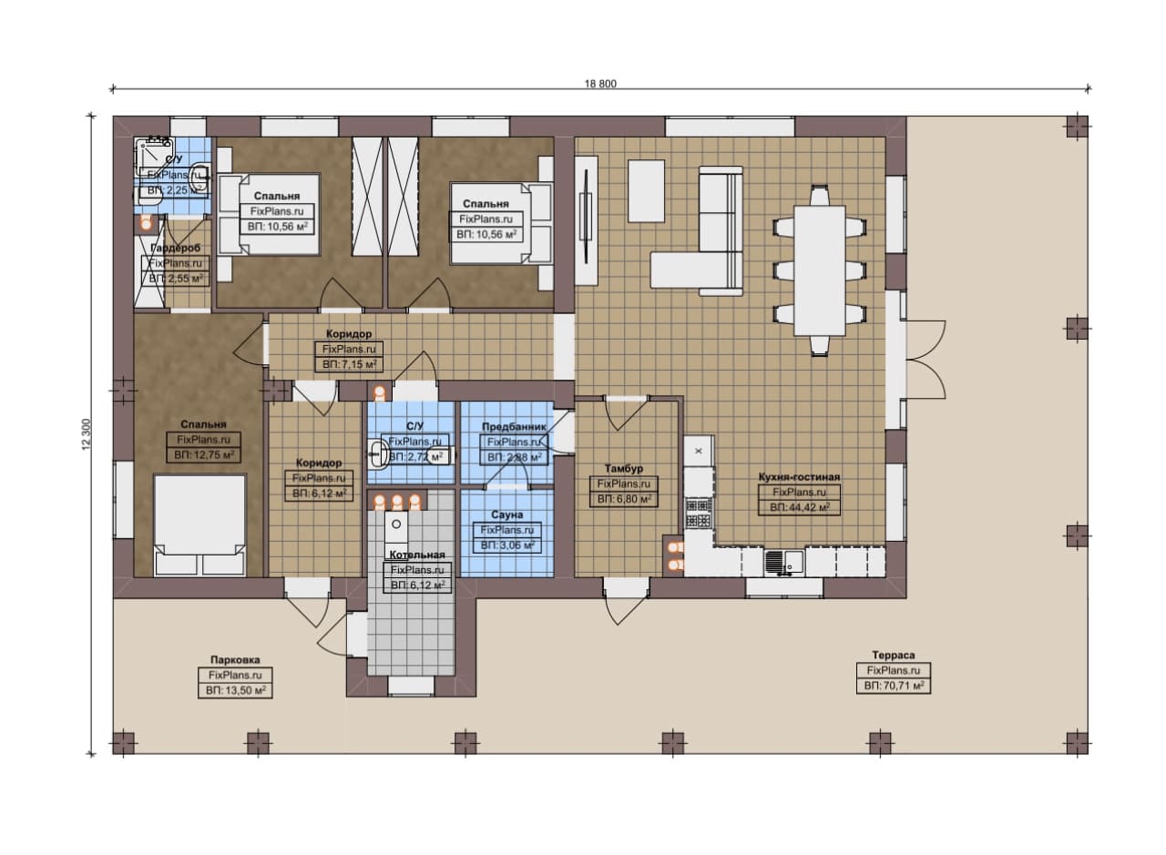 Планировка Одноэтажный дом F-18395
