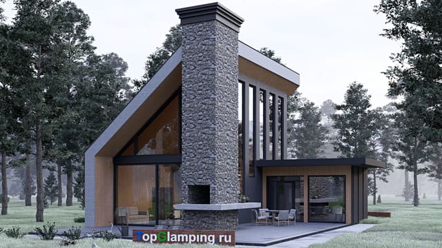 Одноэтажный дом с мансардой  F-22049