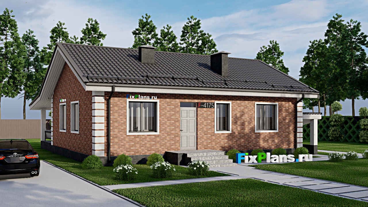 Одноэтажный дом F-4175 — фасад